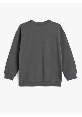 KOTON Antrasit Erkek Bebek Baskılı Sweatshirt