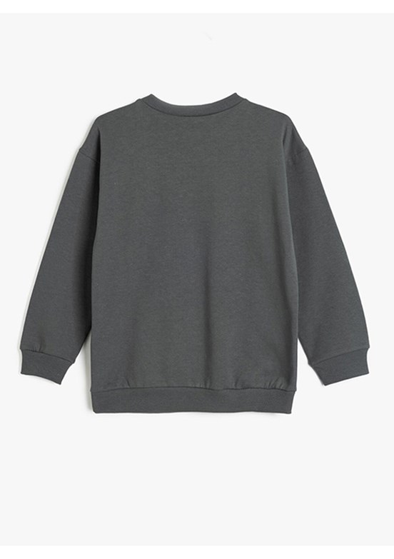 KOTON Antrasit Erkek Bebek Baskılı Sweatshirt
