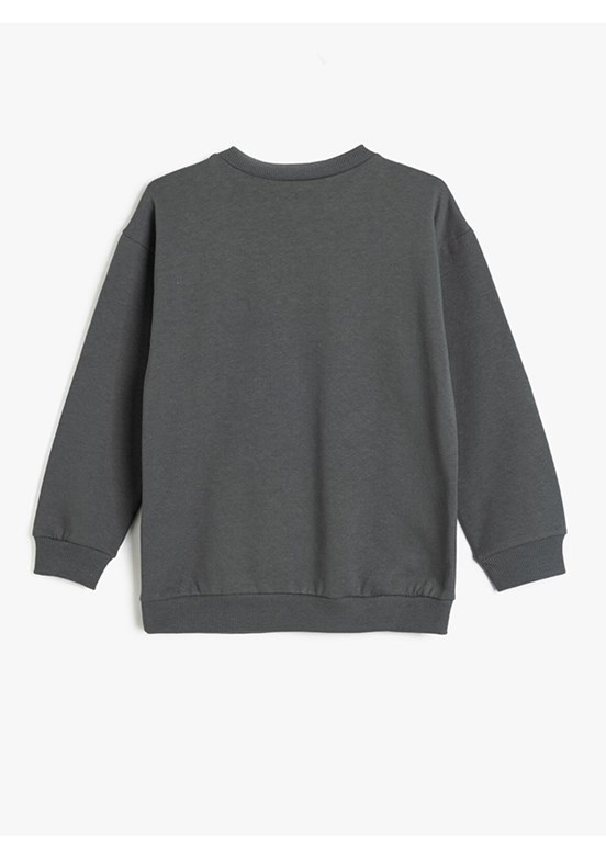 KOTON Antrasit Erkek Bebek Baskılı Sweatshirt