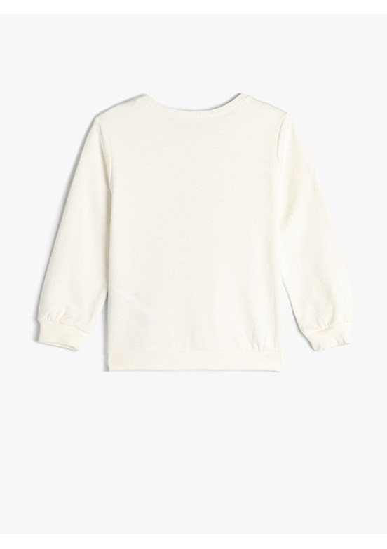 KOTON Beyaz Kız Bebek Baskılı Sweatshirt
