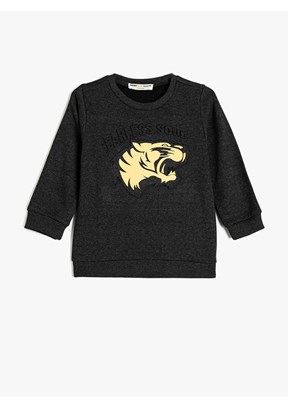KOTON Antrasit Erkek Bebek Baskılı Sweatshirt
