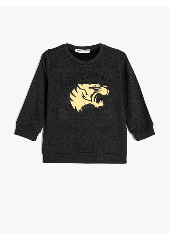 KOTON Antrasit Erkek Bebek Baskılı Sweatshirt