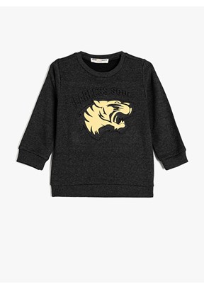 KOTON Antrasit Erkek Bebek Baskılı Sweatshirt
