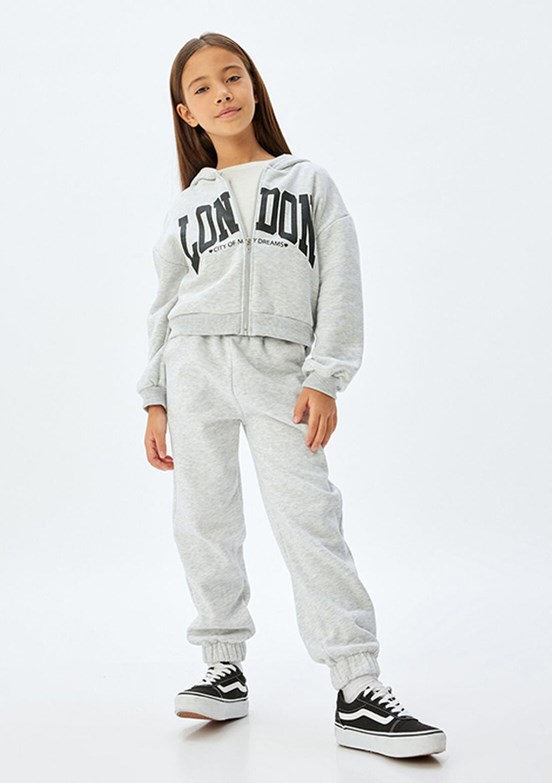 KOTON Gri Kız Çocuk Baskılı Sweatshirt
