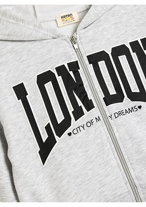 KOTON Gri Kız Çocuk Baskılı Sweatshirt
