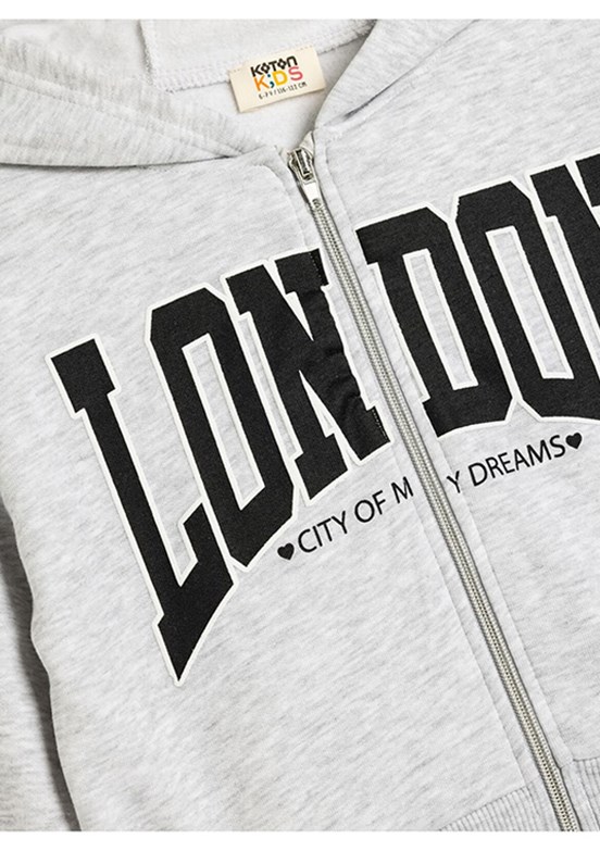 KOTON Gri Kız Çocuk Baskılı Sweatshirt