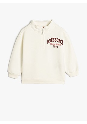Koton Beyaz Kız Bebek Baskılı Sweatshirt
