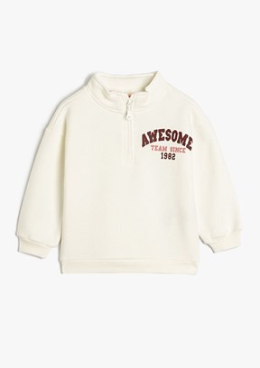 Koton Beyaz Kız Bebek Baskılı Sweatshirt