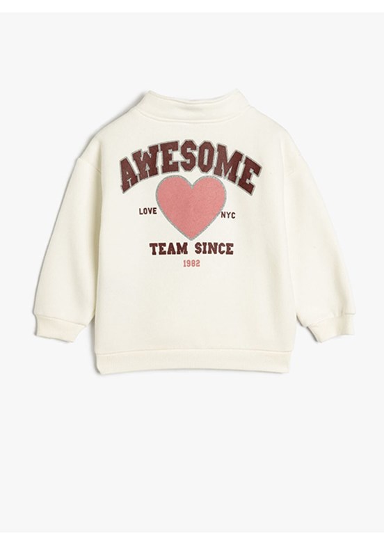Koton Beyaz Kız Bebek Baskılı Sweatshirt