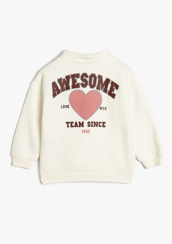 Koton Beyaz Kız Bebek Baskılı Sweatshirt