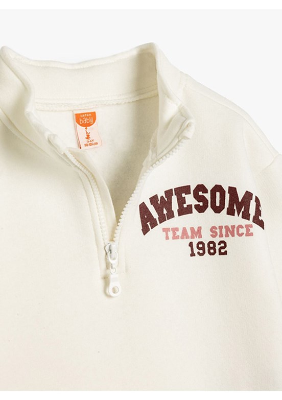 Koton Beyaz Kız Bebek Baskılı Sweatshirt