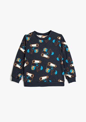Koton Lacivert Erkek Bebek Baskılı Sweatshirt