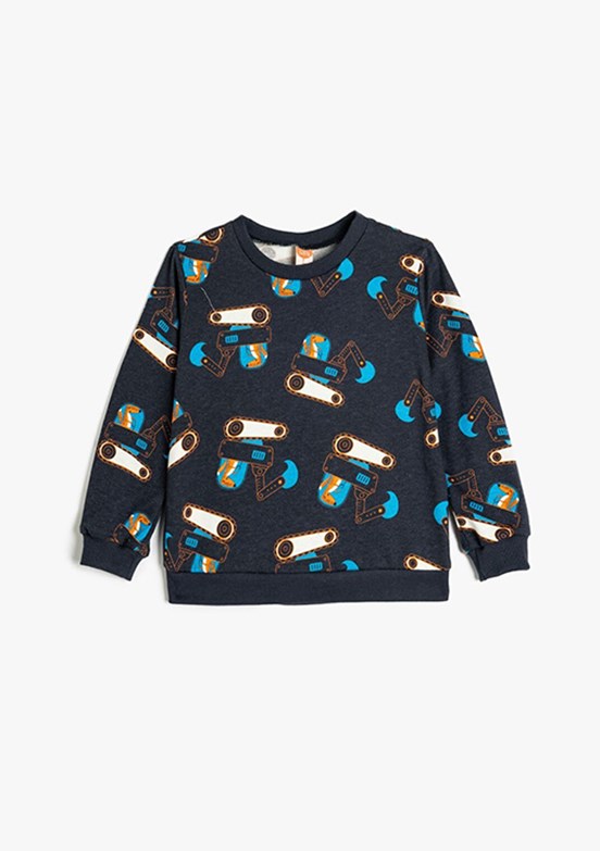 Koton Lacivert Erkek Bebek Baskılı Sweatshirt