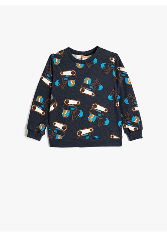 Koton Lacivert Erkek Bebek Baskılı Sweatshirt