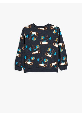 Koton Lacivert Erkek Bebek Baskılı Sweatshirt