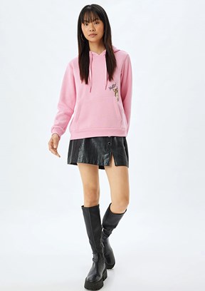Koton Pembe Kadın Kapüşonlu Sweatshirt