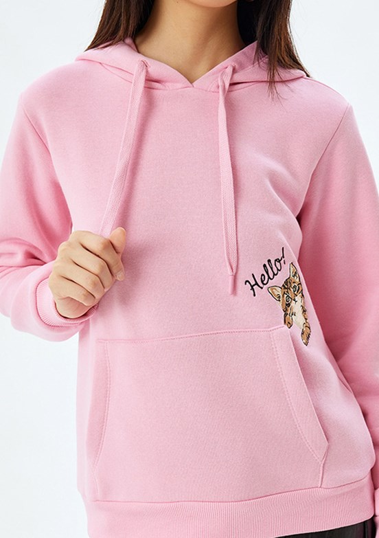 Koton Pembe Kadın Kapüşonlu Sweatshirt