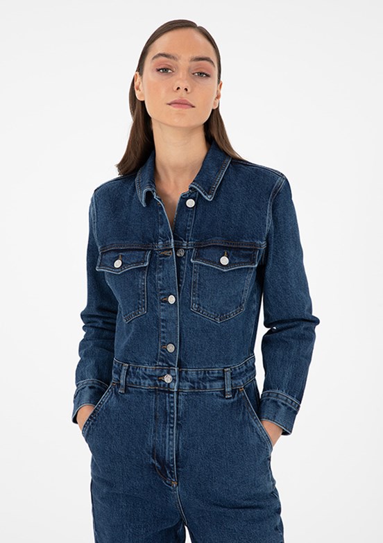 PİERRE CARDİN Mavi Kadın Denim Tulum