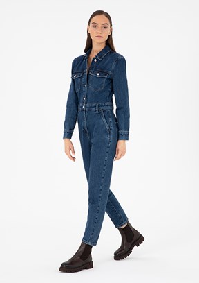 PİERRE CARDİN Mavi Kadın Denim Tulum