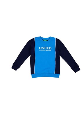 BENETTON Mavi Erkek Çocuk Baskılı Sweatshirt