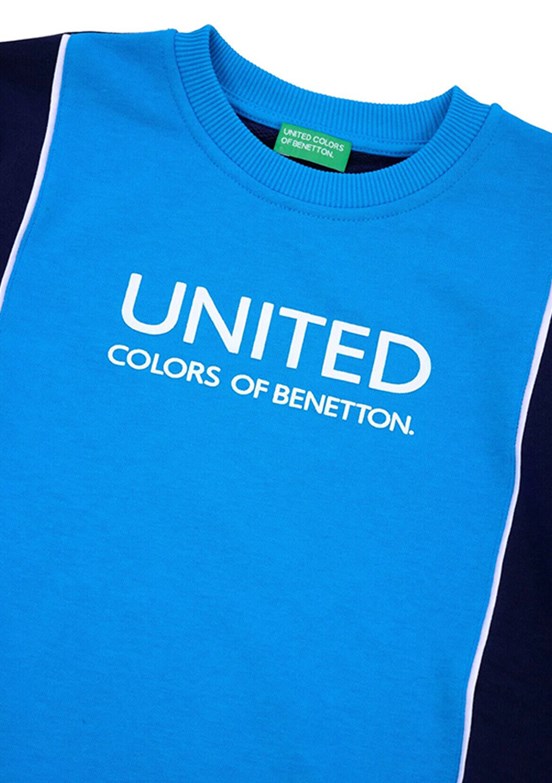 BENETTON Mavi Erkek Çocuk Baskılı Sweatshirt