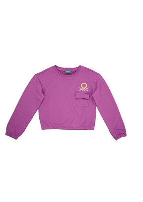 BENETTON Mor Kız Çocuk Baskılı Sweatshirt