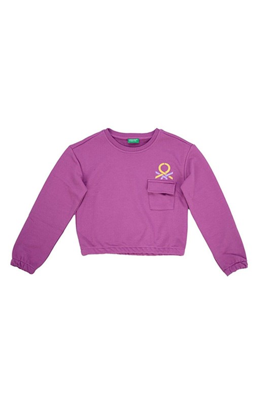 BENETTON Mor Kız Çocuk Baskılı Sweatshirt