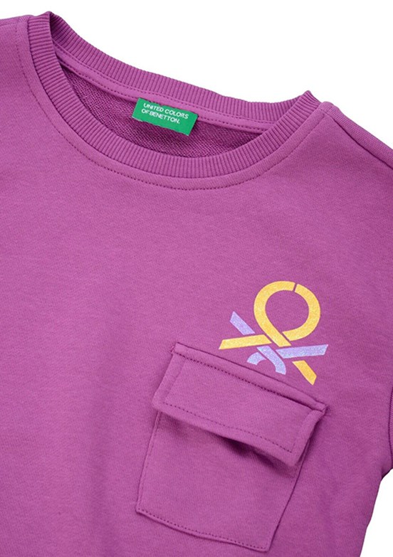 BENETTON Mor Kız Çocuk Baskılı Sweatshirt