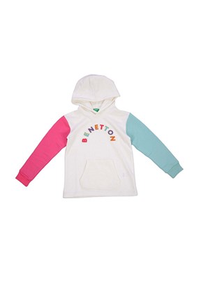 BENETTON Beyaz Kız Çocuk Baskılı Sweatshirt