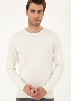 PIERRE CARDIN Beyaz Erkek Basic Kazak