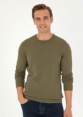 PIERRE CARDIN Yeşil Erkek Basic Kazak