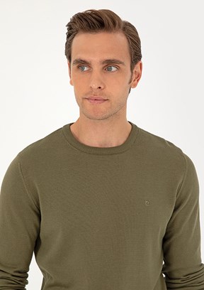 PIERRE CARDIN Yeşil Erkek Basic Kazak