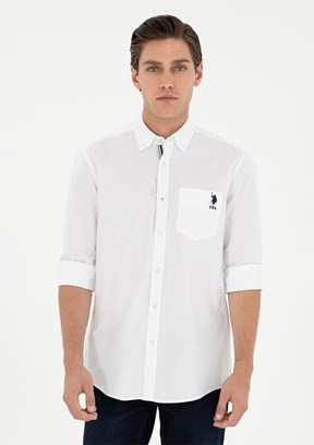US POLO ASSN Beyaz Erkek Uzun Kol Gömlek