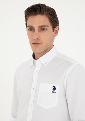 US POLO ASSN Beyaz Erkek Uzun Kol Gömlek