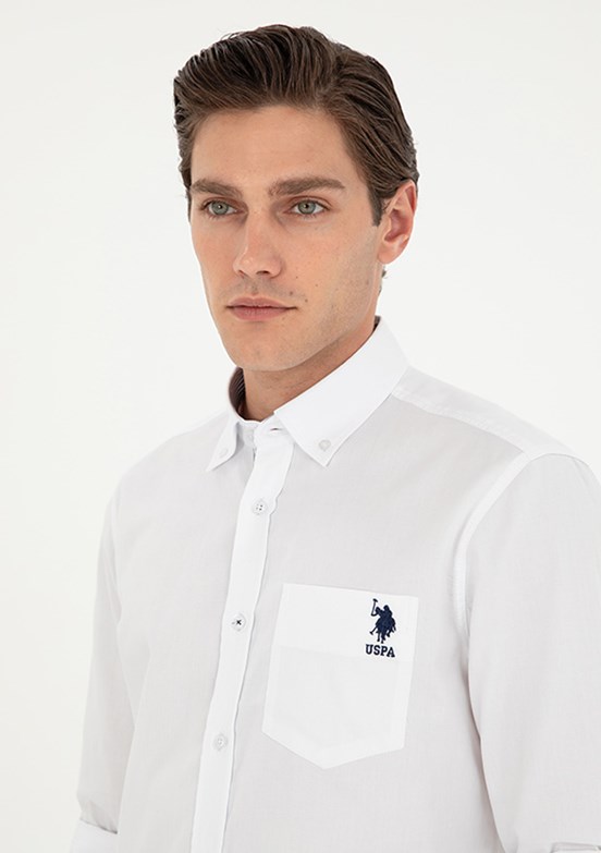 US POLO ASSN Beyaz Erkek Uzun Kol Gömlek