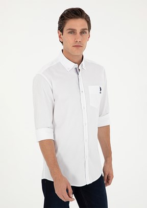 US POLO ASSN Beyaz Erkek Uzun Kol Gömlek