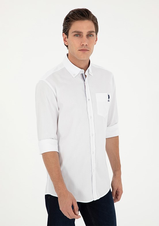 US POLO ASSN Beyaz Erkek Uzun Kol Gömlek