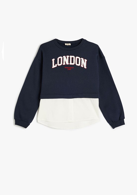 Koton Lacivert Kız Çocuk Baskılı Sweatshirt