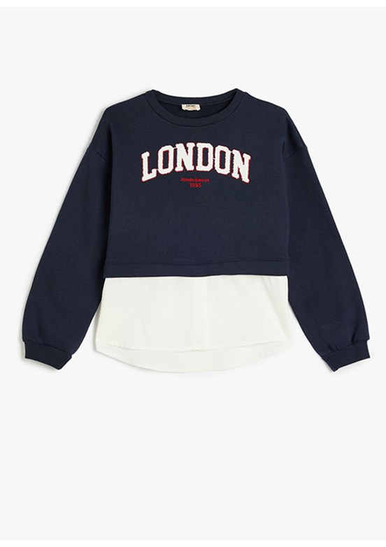 Koton Lacivert Kız Çocuk Baskılı Sweatshirt