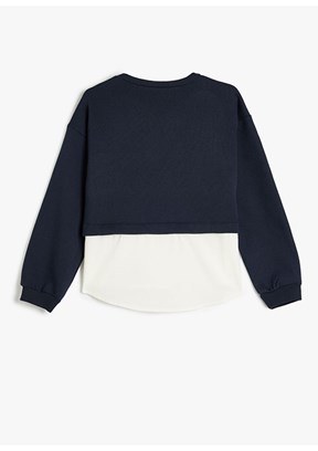Koton Lacivert Kız Çocuk Baskılı Sweatshirt