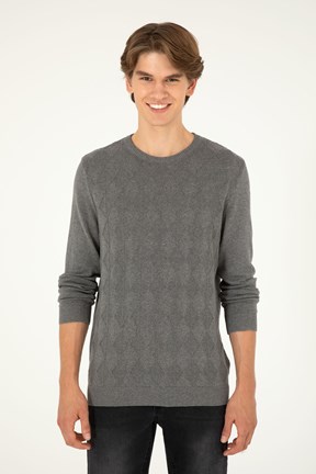 US POLO ASSN Gri Erkek Slim Kazak