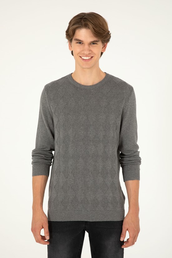 US POLO ASSN Gri Erkek Slim Kazak