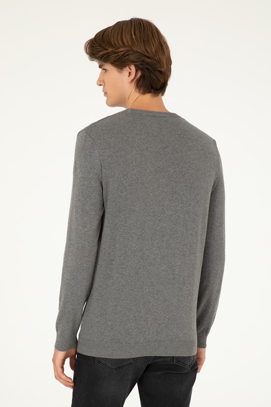 US POLO ASSN Gri Erkek Slim Kazak