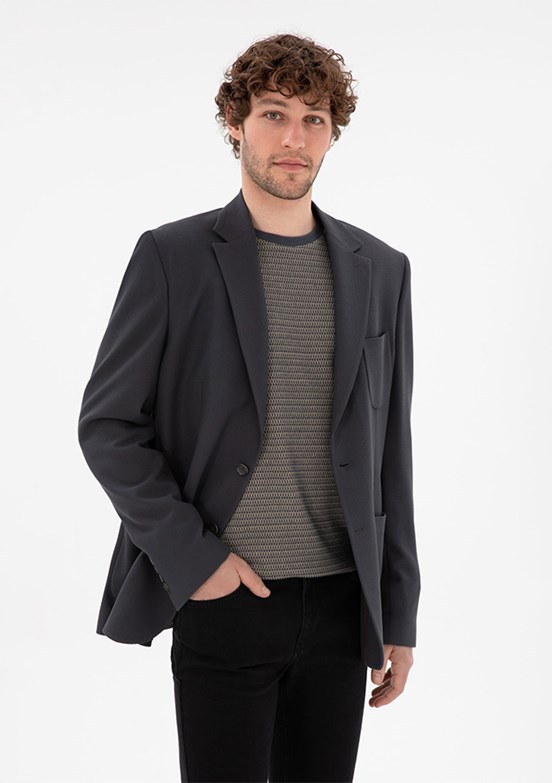 US POLO ASSN Erkek Antrasit Slim Ceket