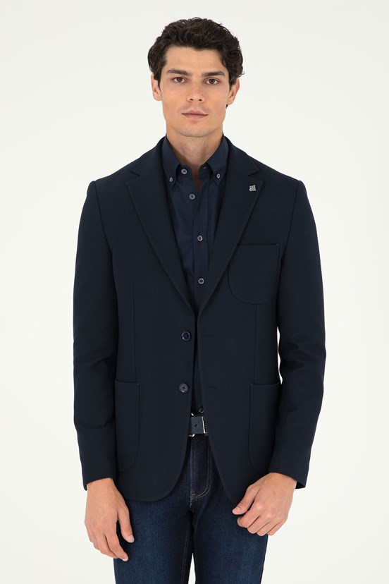 US POLO ASSN Erkek Lacivert Slim Ceket