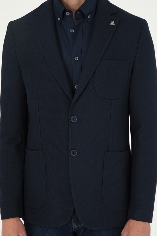 US POLO ASSN Erkek Lacivert Slim Ceket