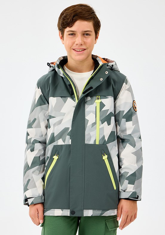 SKECHERS Gri Erkek Çocuk B Outerwear Padded Fermuarlı Kapüşonlu Mont