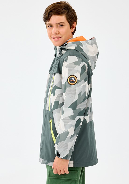 SKECHERS Gri Erkek Çocuk B Outerwear Padded Fermuarlı Kapüşonlu Mont