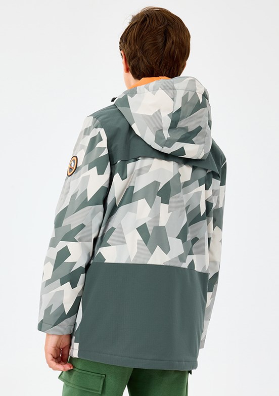 SKECHERS Gri Erkek Çocuk B Outerwear Padded Fermuarlı Kapüşonlu Mont