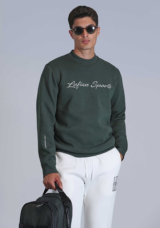 LUFIAN Yeşil Erkek Baskılı Sweatshirt